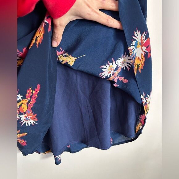 Madewell Silk Poppy Dress Cactus Flower Navy Mini - Picture 9 of 12